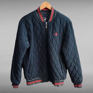 Men’s Quilted Jacket By Rock Hampton Polo Team Sz S Navy & Red Like New!